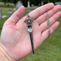 Coffin Nail Necklace with Brass Bat