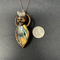 Labradorite with Crystal Glow Skull Necklace