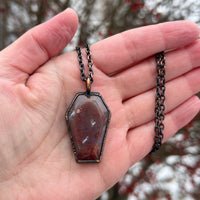 Red Moss Agate Coffin Necklace