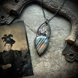 Multi Flash Labradorite and Quartz Necklace with Gunmetal Patina