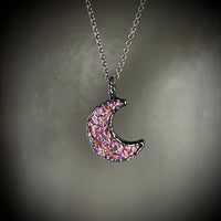 Pink Titanium Agate Moon Necklace