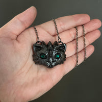 Dragon Kitty Necklace with Gunmetal Patina