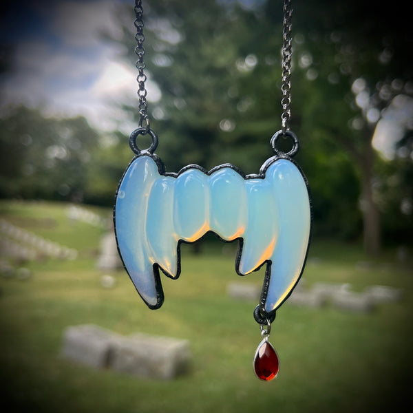 Opalite Vampire Fangs Necklace