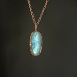 Flashy Rainbow Moonstone Shiny Copper Necklace