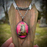 Oval Burial Plot Necklace with CelestialPink Background *Mockingbird Lane Exclusive*