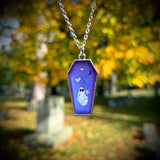 Ghost with Purple Hearts Resin Necklace