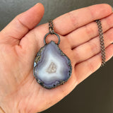 Indonesian Moss Agate Necklace with Gunmetal Patina
