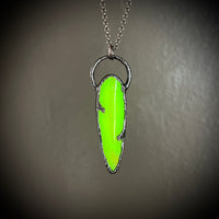 Uranium Glass Necklace with Gunmetal Patina