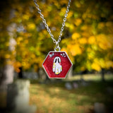 Glittery Flower Ghost Resin Necklace