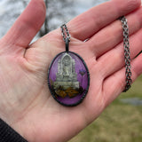 Oval Burial Plot Necklace with Purple Background *Mockingbird Lane Exclusive*