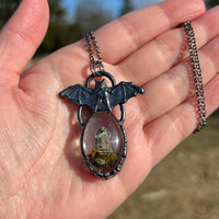 Small Bat Burial Plot Necklace with Gunmetal Patina*Mockingbird Lane Exclusive*