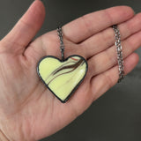 Uranium Glass Heart Necklace with Gunmetal Patina