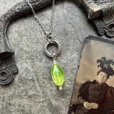 Uranium Glass with Mobius Stainless Steel Necklace C