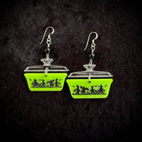 Trick or Treaters Pyrex Style Earrings with Black Onyx