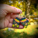 ***Roadside Linen Arts Collab*** Vintage Halloween Cat Earrings with Uranium Glass