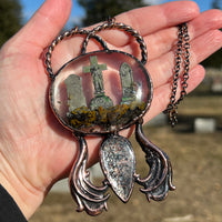 Triple Burial Plot Necklace with Moss Kyanite *Mockingbird Lane Exclusive*