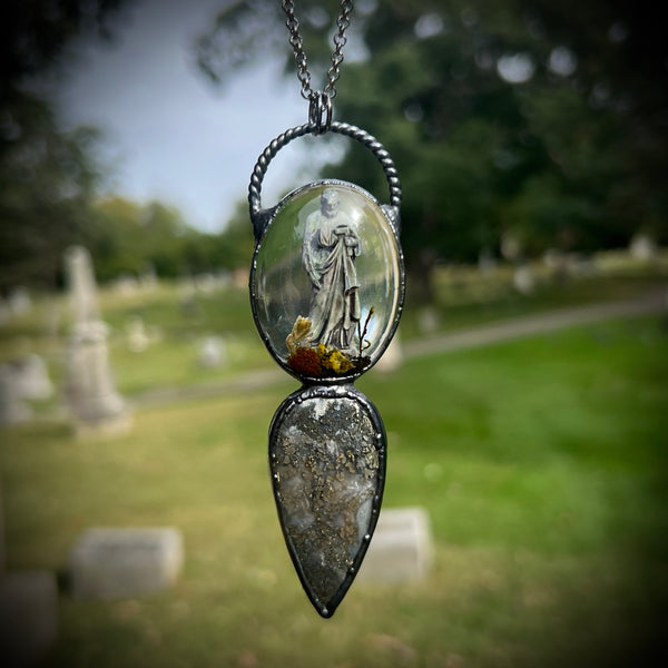 St. Joseph Burial Plot Necklace with Marcasite *Mockingbird Lane Exclusive*