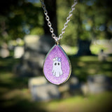 Ghost with a Flower Crown Resin Necklace