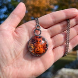 Owl Sitting on A Jack O’ Lantern Round Blow Mold Necklace *Mockingbird Lane Exclusive*