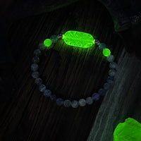 Uranium Glass and Labradorite Bracelet with Sterling Silver