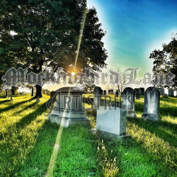 Sun Rays through the Gravestones Matted Photograph