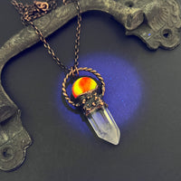 Uranium/Cadmium Glass Marble with Quartz Necklace