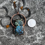 Labradorite Owl Copper Necklace