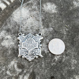 Fine Silver “Our Darling” Shield Coffin Plaque Necklace