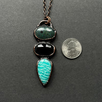 Andamooka Opal, Black Onyx, and Amazonite Necklace