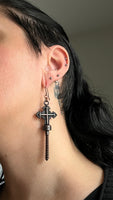 Cross Coffin Screw Copper Earrings