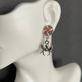 Spider and Peppermint Candy Stud Earrings