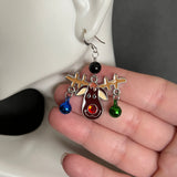 Reindeer wearing Bells with Black Onyx Gold Filled Earrings