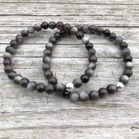 Silver Sheen Obsidian Beaded Bracelet *You choose size of beads*