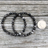 Silver Sheen Obsidian Beaded Bracelet *You choose size of beads*