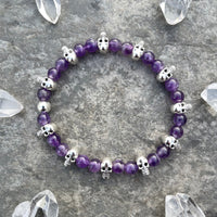 Amethyst Bracelet with Skull Beads