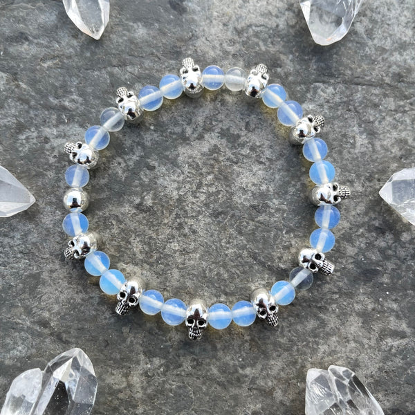 Opalite Bracelet with Skull Beads