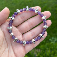 Amethyst Bracelet with Skull Beads