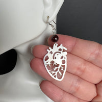 Anatomical Heart with Garnet Earrings