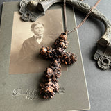 Large Floral Cross Copper Necklace