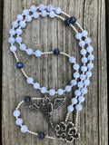 Blue Lace Agate and Kyanite with Sterling Silver and Pewter Alternative Rosary