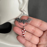 Bat with Candy Cane Earrings