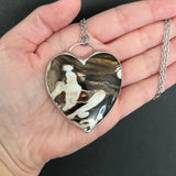 Fossilized Peanut Wood Heart Necklace