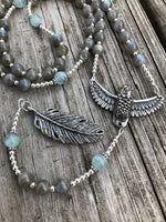 Labradorite and Aquamarine with Sterling Silver and Pewter Alternative Rosary