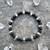 Matte Black Onyx Skull Bracelet