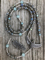 Labradorite and Aquamarine with Sterling Silver and Pewter Alternative Rosary