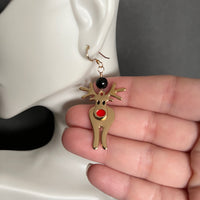 Reindeer with Black Onyx Gold Filled Earrings