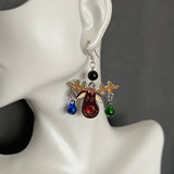 Reindeer wearing Bells with Black Onyx Gold Filled Earrings